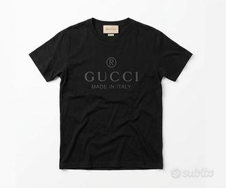 T-shirt Gucci nera cotone logo made in Italy