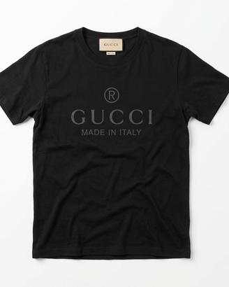 T-shirt Gucci nera cotone logo made in Italy