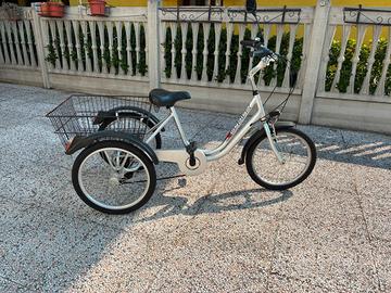 Bicicletta 3 ruote con grande cesto spesa