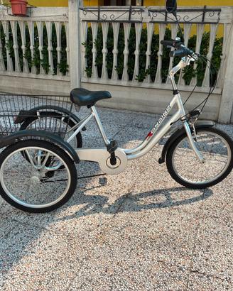 Bicicletta 3 ruote con grande cesto spesa