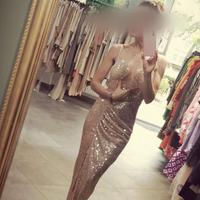 Abito Gold da Cocktail Sexy con Paillettes