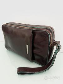 Pochette piquadro pelle marrone
