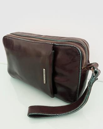 Pochette piquadro pelle marrone
