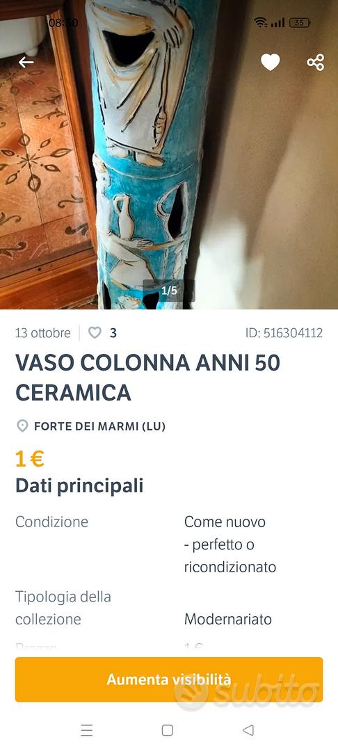 Vaso A Colonna Conico In Plastica Antracite - 35x24 Cm - Resistente Al Gelo E UV Per Esterno/Interno - 2