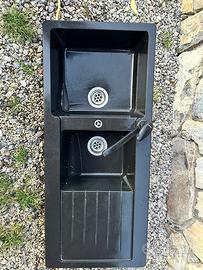 Lavello Glem 2 vasche in fragranite nera 116x50