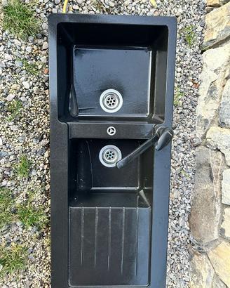 Lavello Glem 2 vasche in fragranite nera 116x50