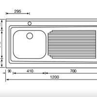 Lavello da appoggio rossana acciaio inox 120x60