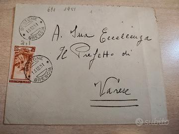 Busta 1951 Repubblica "Italia al Lavoro" 25 Lire A