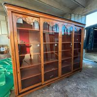libreria/vetrina in noce intarsiata metà 900