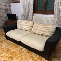 Divano 2 posti in tessuto e pelle