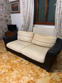 Divano 2 posti in tessuto e pelle