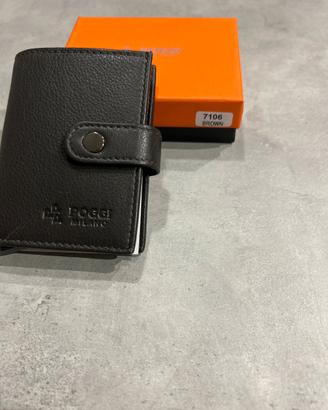 Portatessere/portafoglio in vera pelle per donne