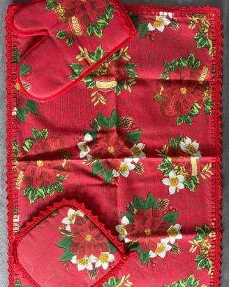 Set Natalizio con tovaglietta, presina e guanto