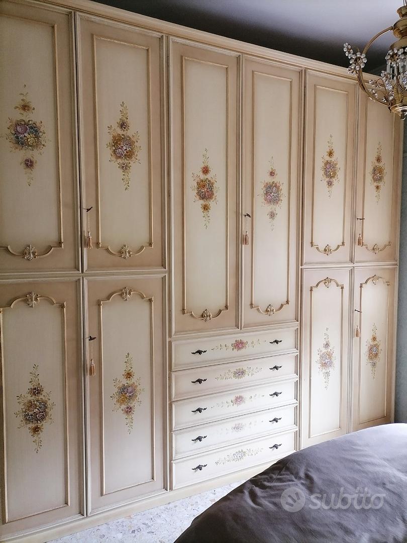 Letto A Castello Bianco Vintage E Verde Con Armadio E Cassetti 1268 - 2