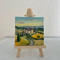Quadro olio su tela 7x7 cm con cavalletto incluso