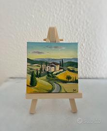 Quadro olio su tela 7x7 cm con cavalletto incluso