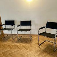 Sedie nero cuoio stile Thonet Mart Stam