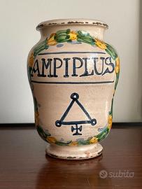 Antico Albarello da farmacia in ceramica smaltata