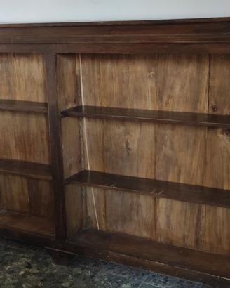 Libreria bassa vintage legno massello 268 cm
