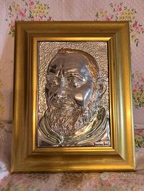 Quadro Padre Pio in argento