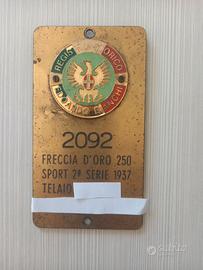 Targhetta REG STORICO BIANCHI FRECCIA ORO 250 1937