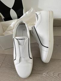 Sneaker Moreschi in morbidissima pelle bianca, tag