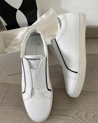 Sneaker Moreschi in morbidissima pelle bianca, tag