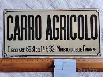 Targa metallica CARRO AGRICOLO (tassa) AUTENTICA