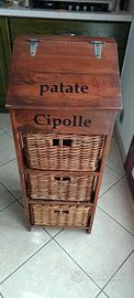 Mobile Dispensa porta patate e cipolle in legno