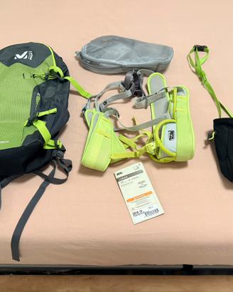 Zaino Millet+imbracatura arrampicata Corax+Granite