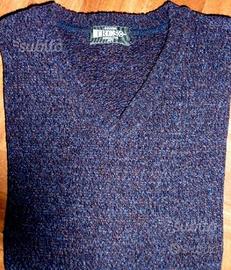 Morbido maglione color blu/viola ciniglia cotone