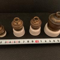 4 portalampade anni '50 in porcellana e ottone