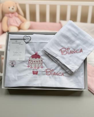 Lenzuola carrozzina con ricamo a scelta