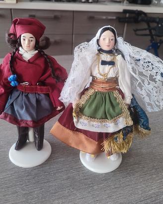 2 Bambole Porcellana Costumi Tradizionali Sardi