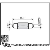 Lampadina bianca siluro 12v 15w T15x44