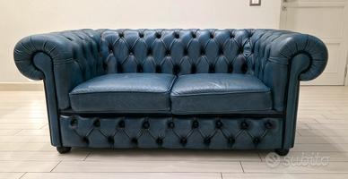DIVANO CHESTERFIELD 2 POSTI BLU