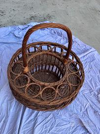 Cesta portabottiglie vintage in vimini – Ø 40 cm
