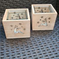 2 Portacandele in legno 