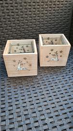2 Portacandele in legno 