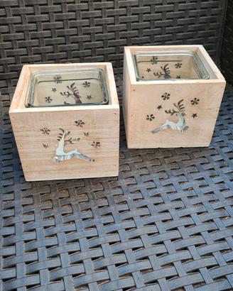 2 Portacandele in legno 