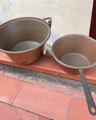 Casseruole in rame da arredamento