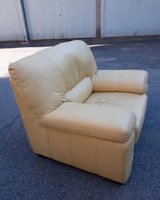 Poltrona ecopelle Beige/Panna