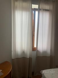 Tende con anelli bicolore bianco/tortora