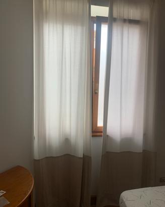 Tende con anelli bicolore bianco/tortora