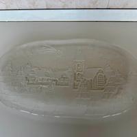 Vassoio vintage natalizio in vetro satinato anni70