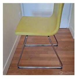 6 Sedie da pranzo verde pelle Ikea, gambe a slitta
