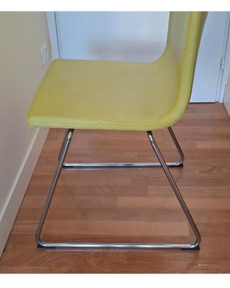 6 Sedie da pranzo verde pelle Ikea, gambe a slitta