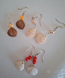 set orecchini conchiglia realizzati a mano 