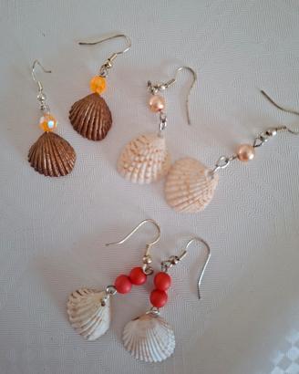 set orecchini conchiglia realizzati a mano 