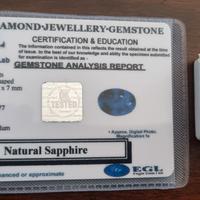 Zaffiro naturale 9,00 Ct certificato taglio ovale